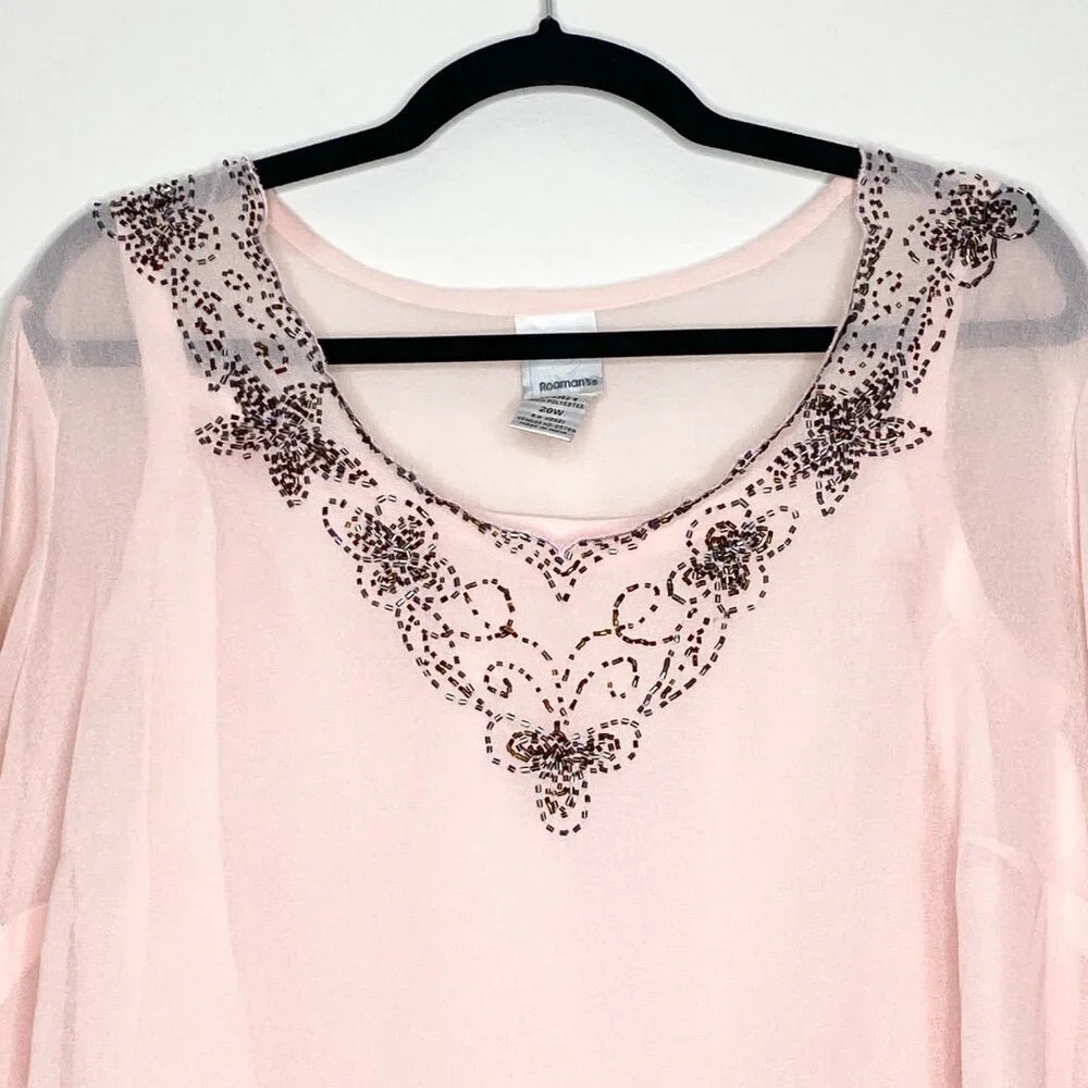 Women's Light Pink Embellished Tunic Top - Picture 3 of 13
